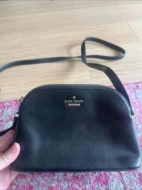 kate spade Black Pebbled Leather Small Crossbody with Gold Logo
